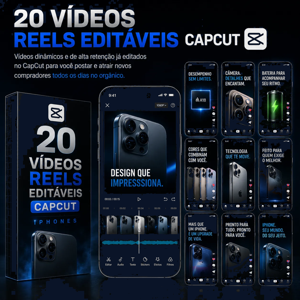 20 Vídeos Reels Editáveis no CapCut