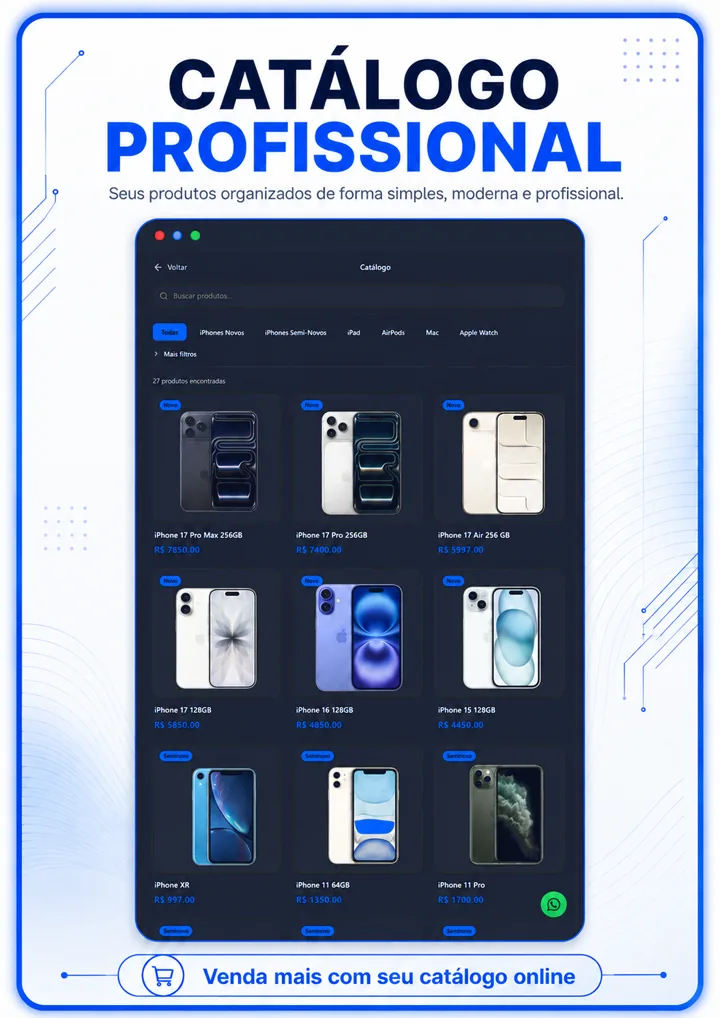 Catálogo Phone tema escuro